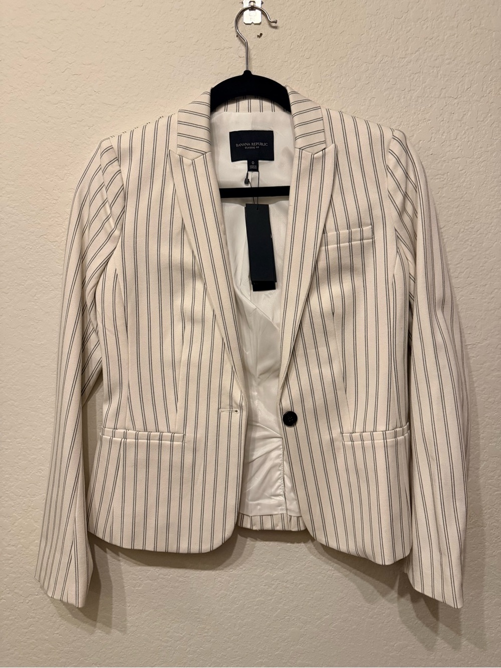 Banana Republic Women's White Pinstripe Blazer